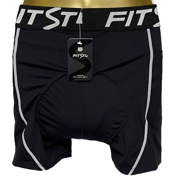 FitsT4 Padded Bike Shorts Shape Tough Comfort Black Mens Size L Large NWT New - Picture 4 of 6